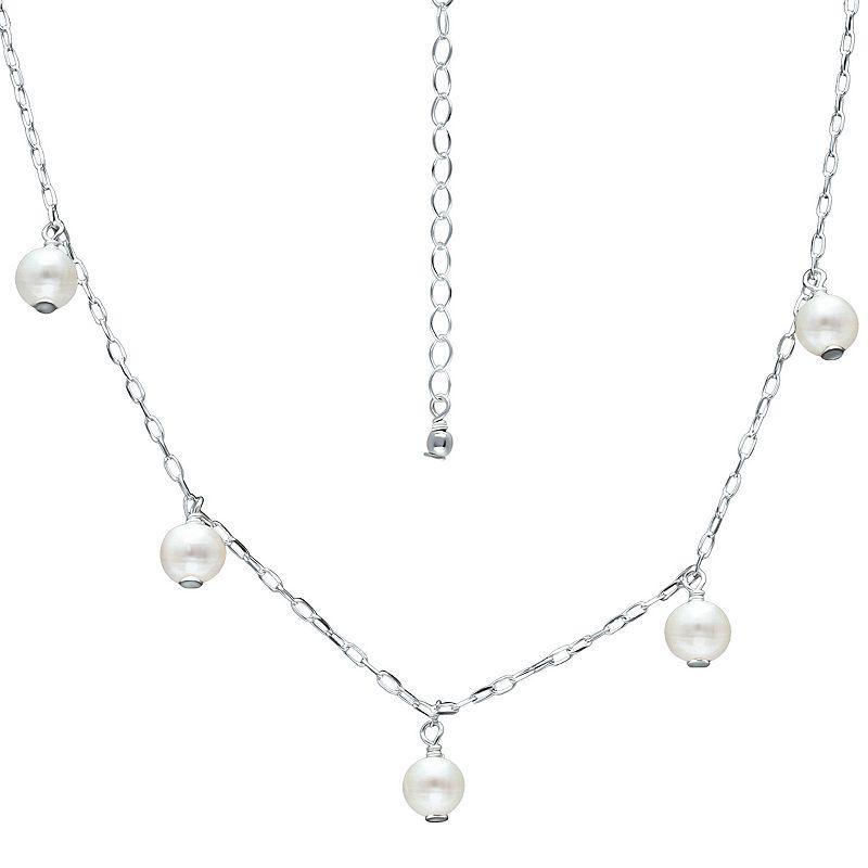 Aleure Precioso Sterling Silver Freshwater Cultured Pearl Drops Chain Necklace, Womens Silver Tone Product Image