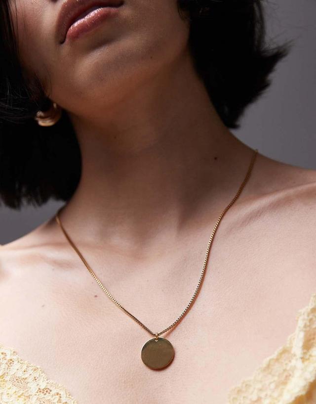 Topshop Phineas waterproof stainless steel necklace with pendant in gold tone Product Image