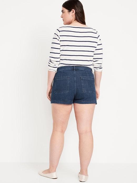 High-Waisted Jean Trouser Shorts -- 3-inch inseam Product Image