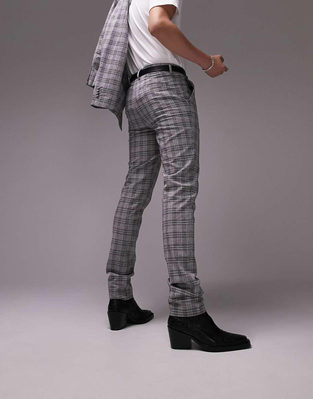 Topman skinny plaid suit pants Product Image