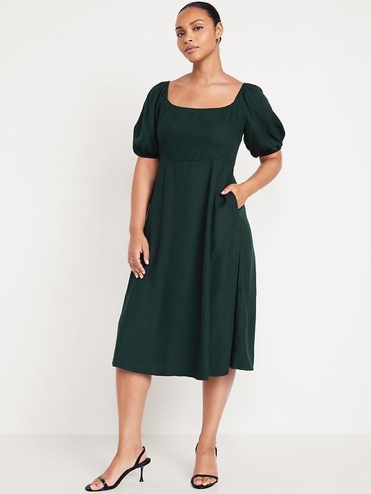 Fit and Flare Crepe Midi Dress Product Image