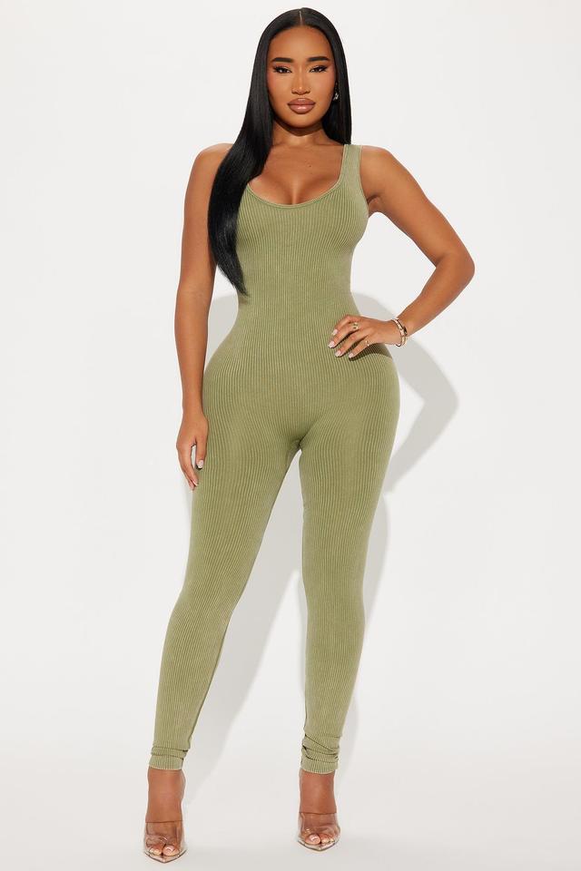 Ausha Washed Seamless Jumpsuit - Olive Product Image