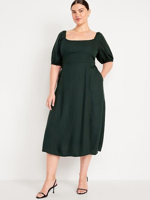 Fit and Flare Crepe Midi Dress Product Image