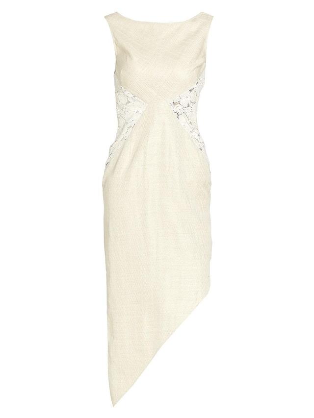 Frederick Anderson Women's Asymmetric Midi Sheath Dress - Natural - Size 2  - female - Size: 2 Product Image