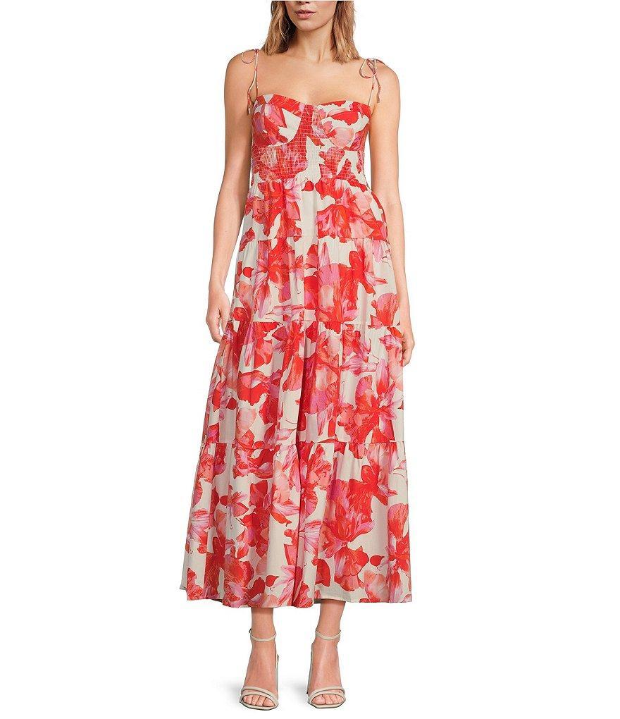 WAYF Rachelle Floral Sweetheart Neck Sleeveless Tiered Maxi Dress Product Image