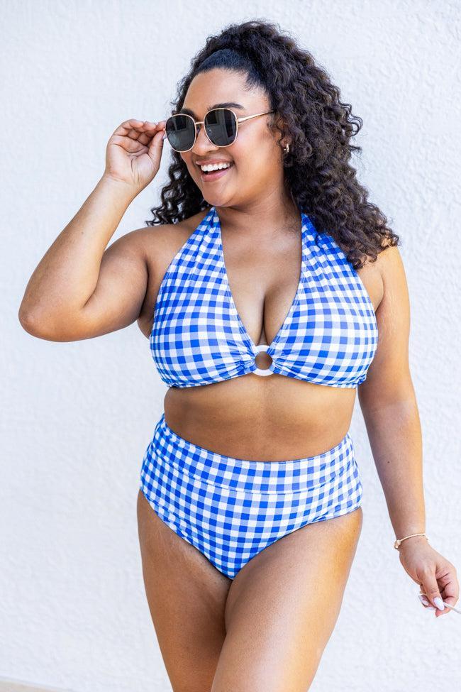 Won't You Be Mine Blue Gingham Bikini Bottoms FINAL SALE Product Image