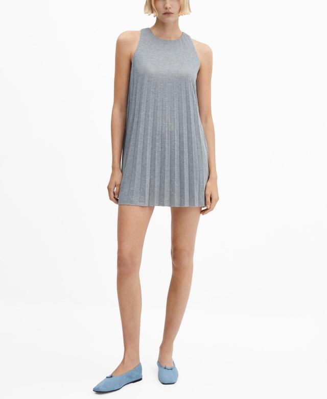 MANGO - Pleated short dress light heather greyWomen Product Image