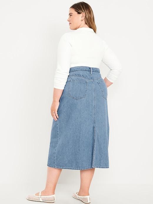 High-Waisted Wow Jean Midi Skirt Product Image