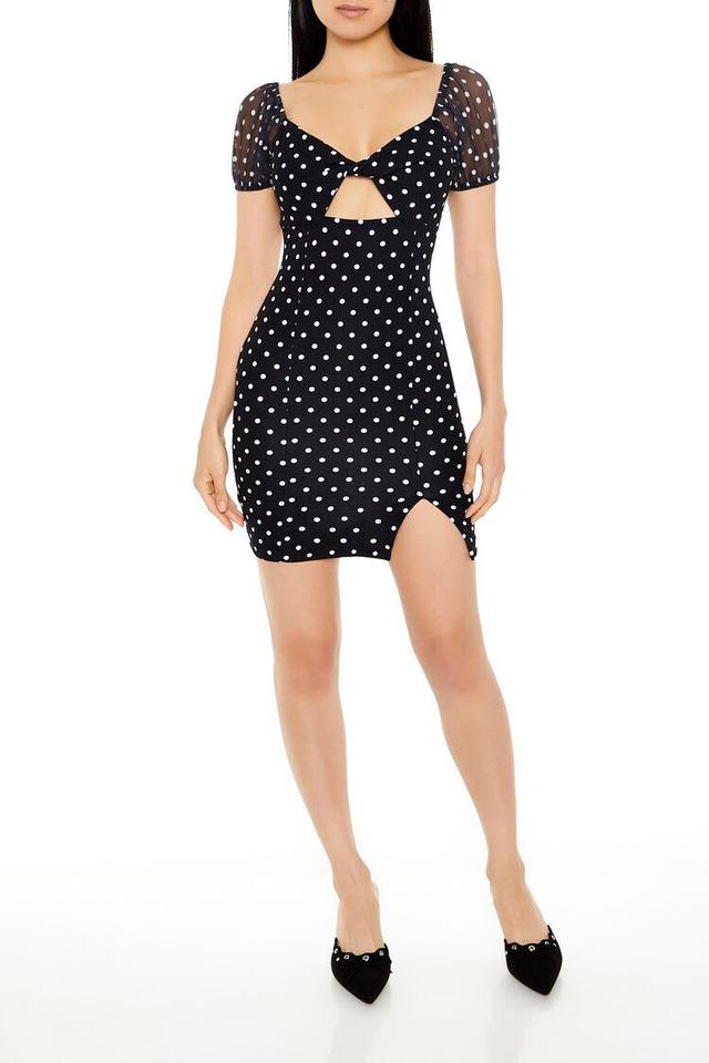 Polka Dot Twist-Front Mini Dress | Forever 21 Product Image