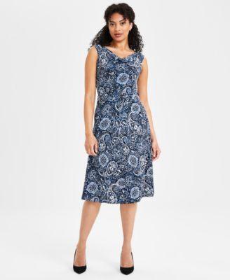 Kasper Womens Printed Pull-On Midi Skirt Product Image