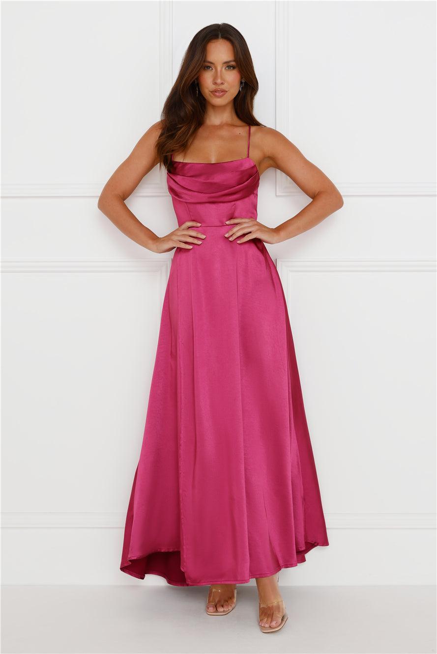 Matilda Satin Maxi Dress Purple Product Image