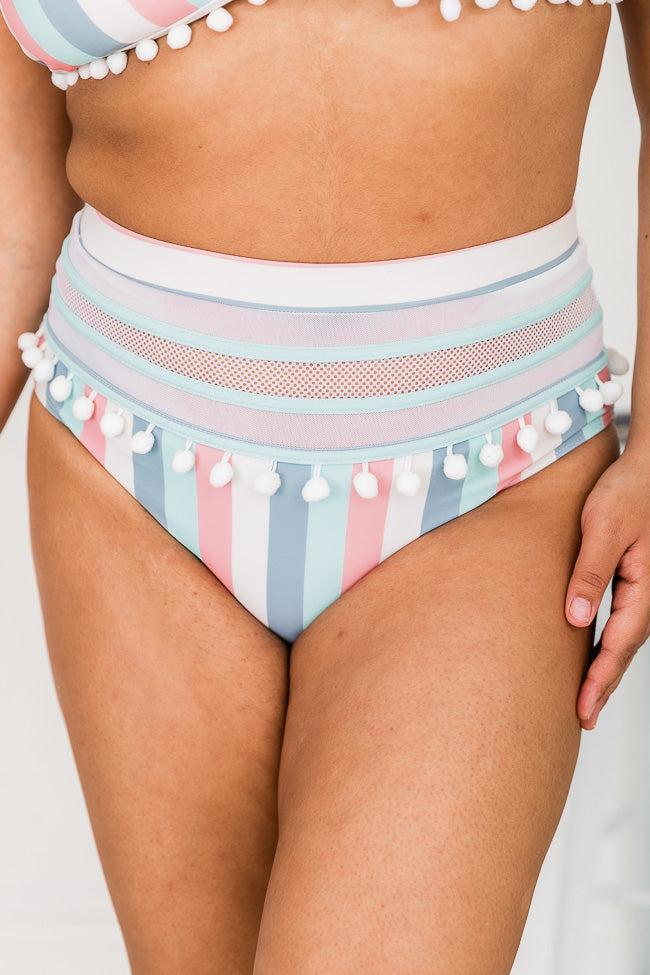 Sailing Through Paradise Muted Stripe Bikini Bottoms FINAL SALE Product Image