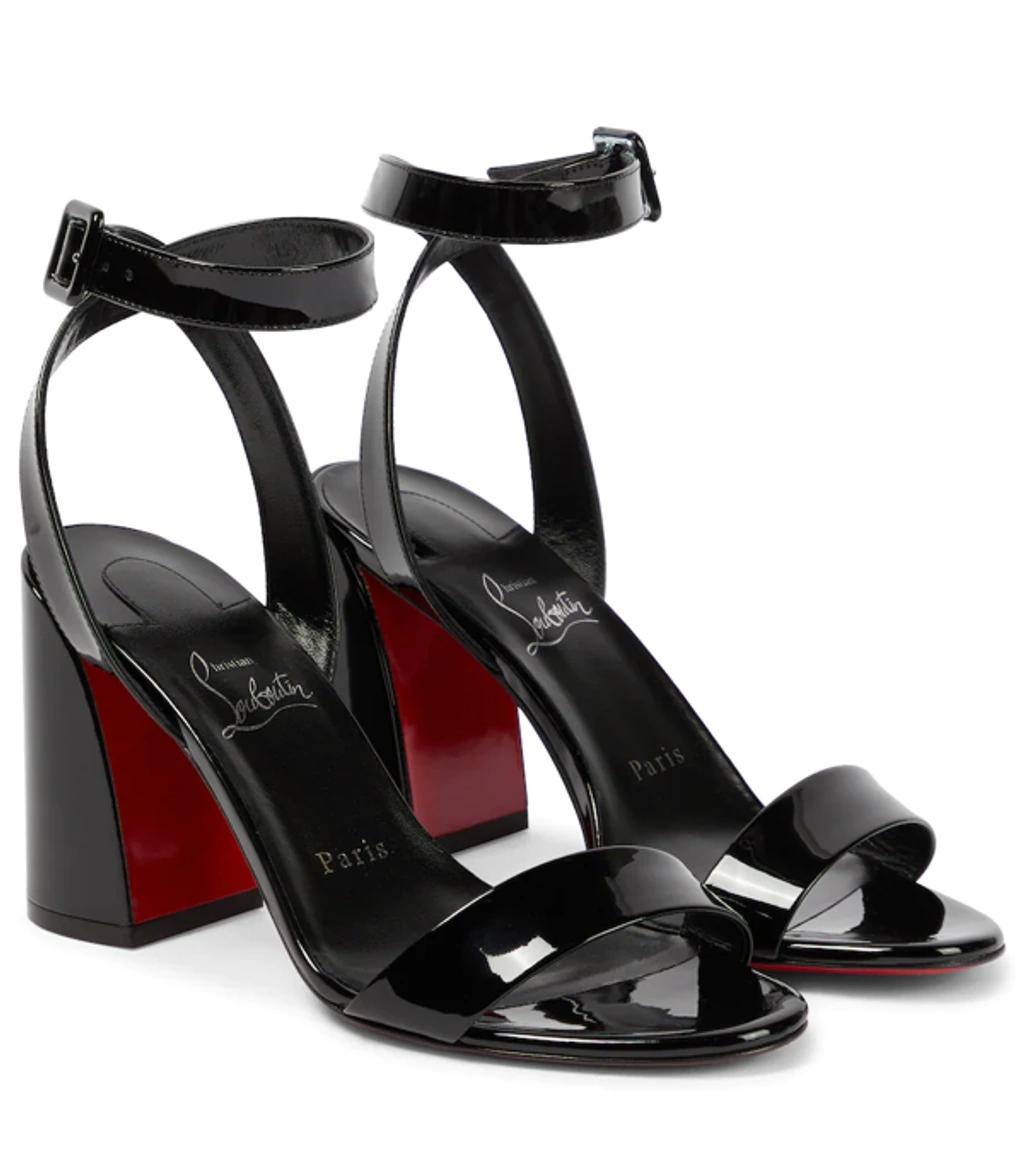 CHRISTIAN LOUBOUTIN Miss Sabina 85 Patent Leather Sandals In Black/lin Black Product Image