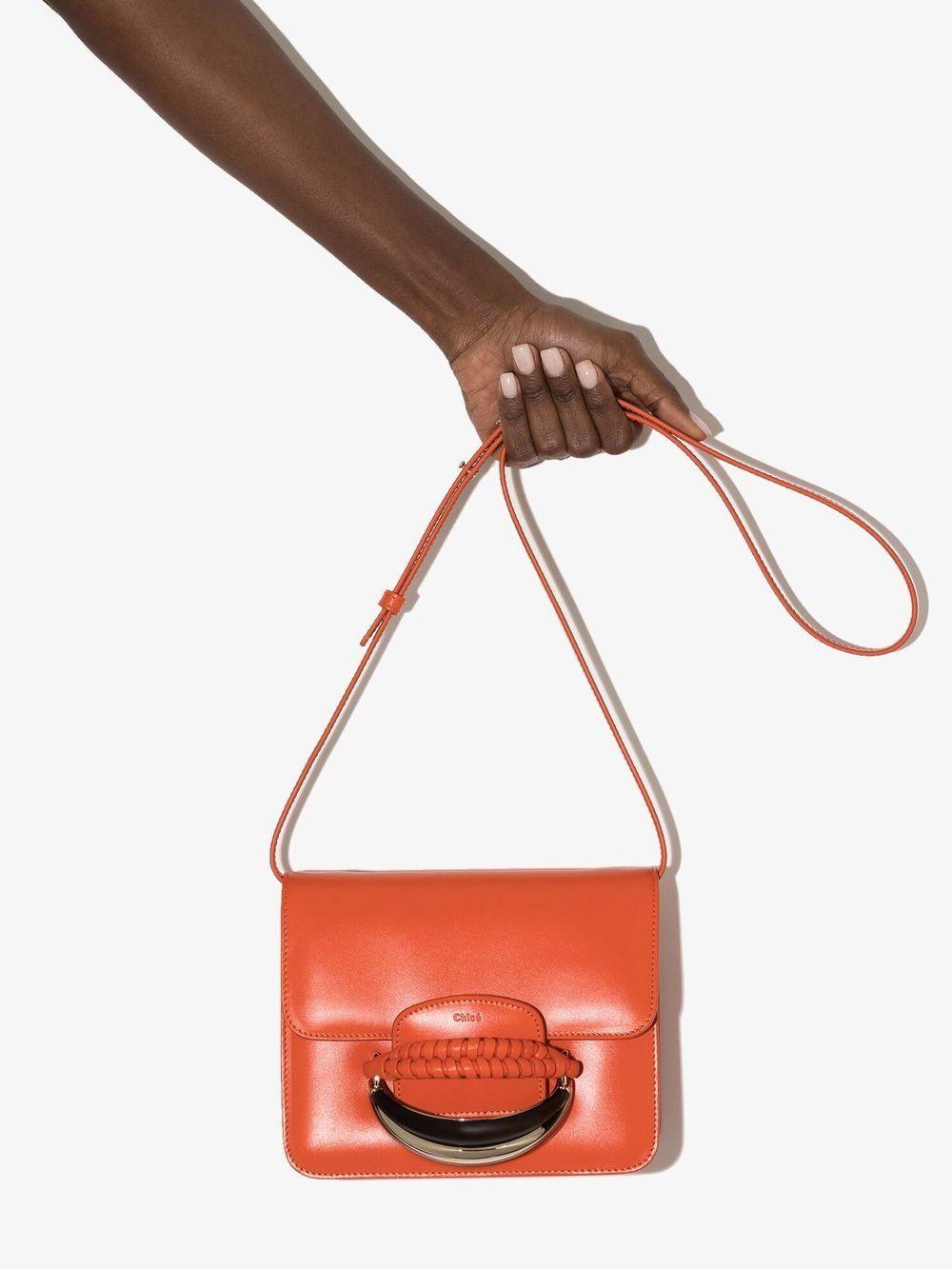 Kattie Crossbody Bag In Calf Leather With Braided Detail In Orange Product Image