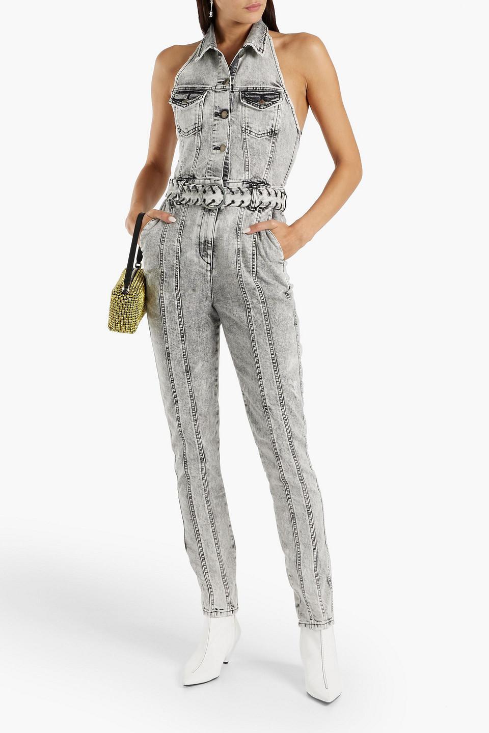 Ben Belted Denim Jumpsuit In Grey Product Image