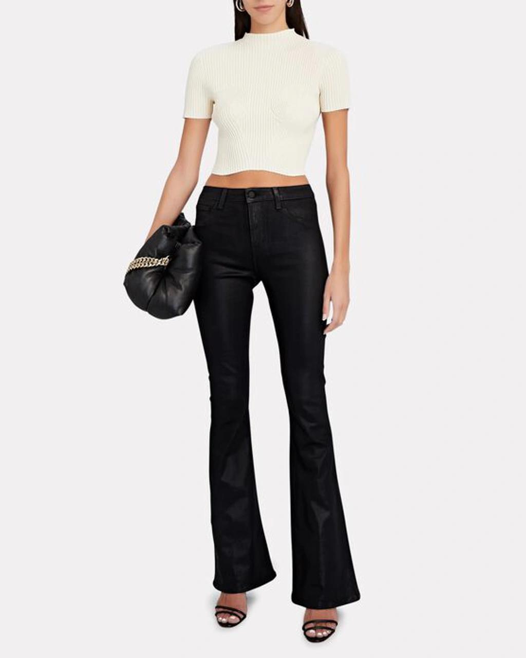 Marty Ultra High-rise Coated Flare Jeans In Black Product Image