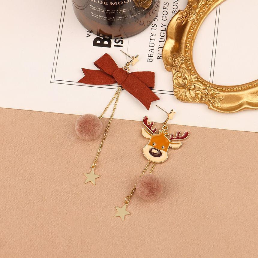 Christmas Asymmetrical Drop Earring / Clip On Earring Product Image