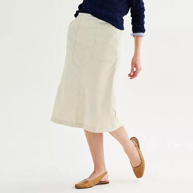 Womens Croft & Barrow Corduroy Structured Midi Skirt Genuine Blue Product Image