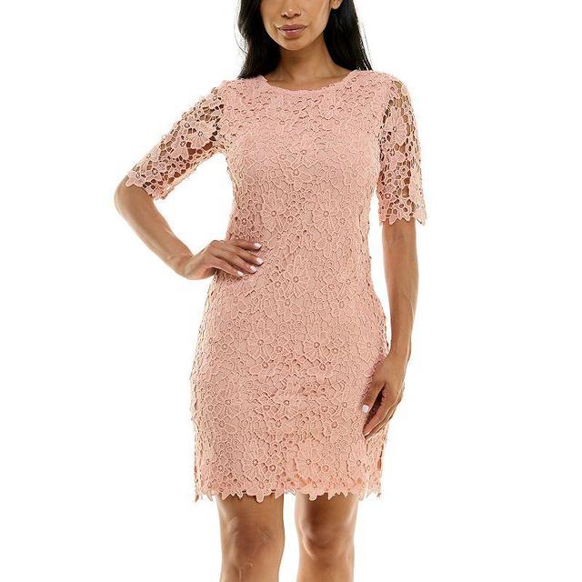 Womens Nina Leonard Floral Lace Sheath Cocktail Dress Oxford Product Image