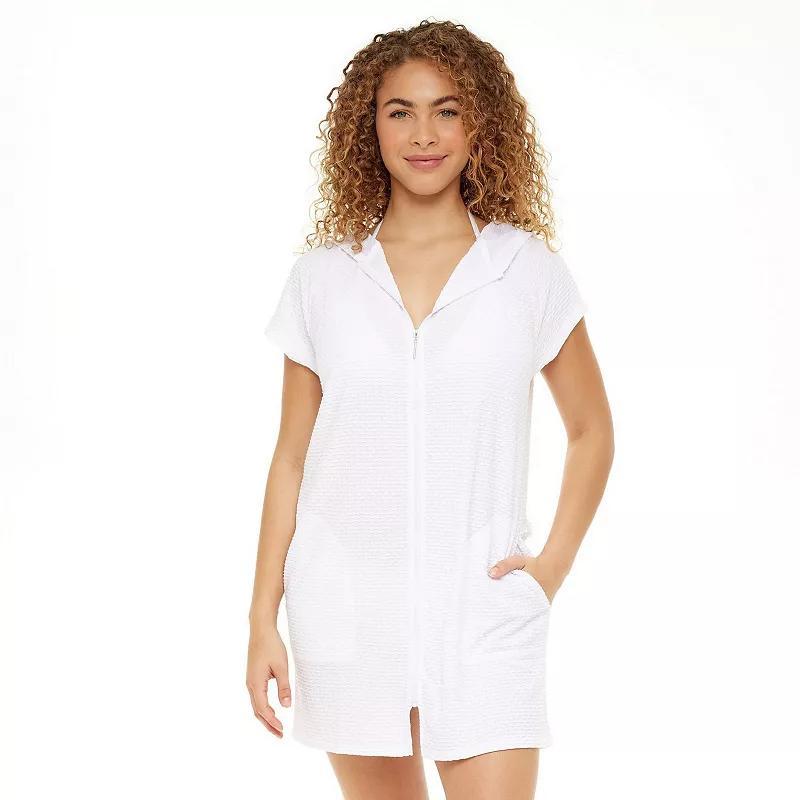 Plus Size Jordan Taylor Zip-Front Waffle-Weave Swim Cover-Up, Womens Product Image