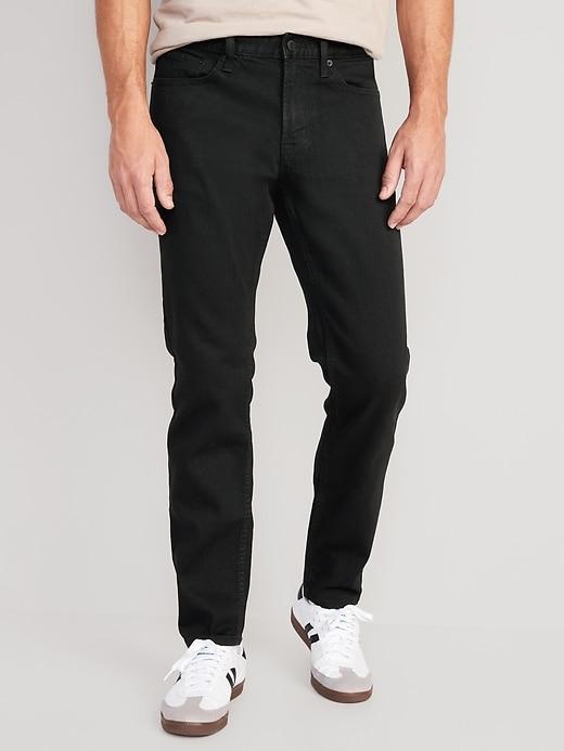 Athletic Taper Built-In Flex Black Jeans for Men Product Image