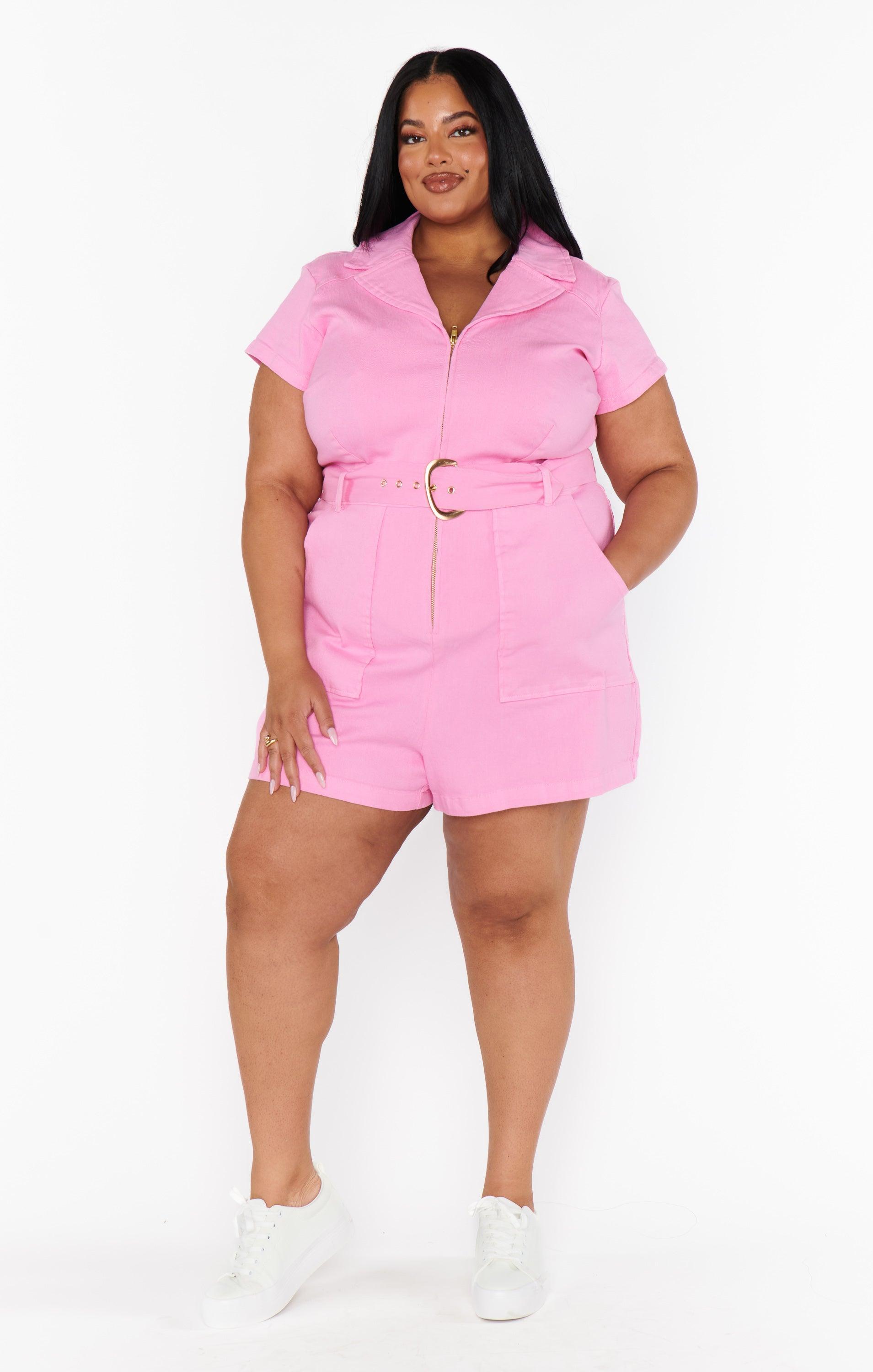 Outlaw Romper ~ Bubblegum Pink Denim Product Image