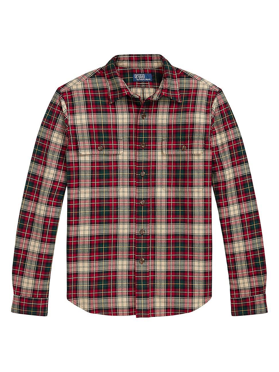 Mens Classic-Fit Plaid Flannel Workshirt Product Image