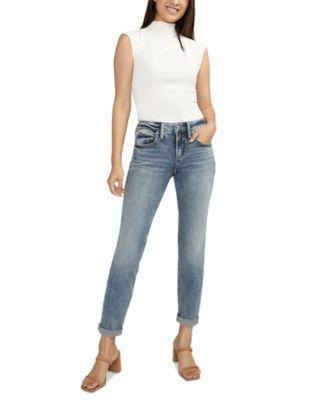 Women's Boyfriend Luxe Stretch Mid-Rise Slim-Leg Jeans Product Image