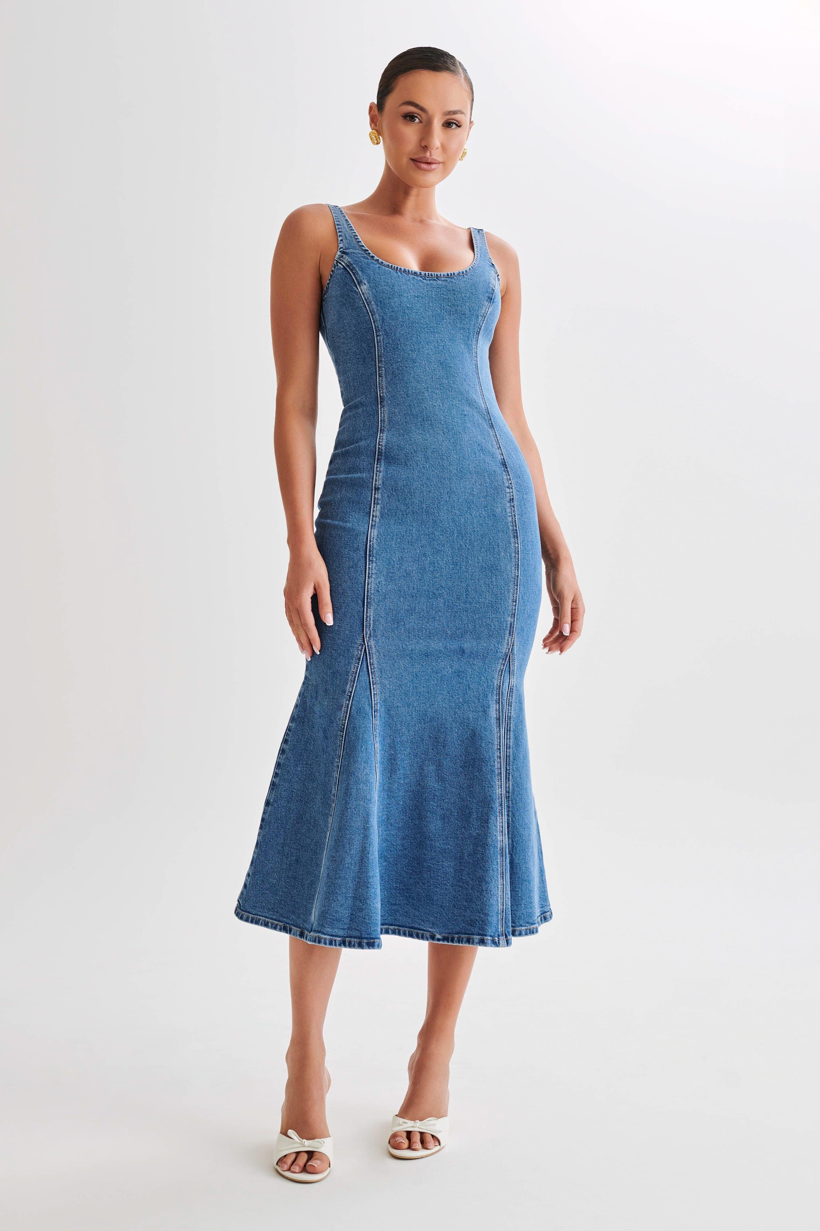 Milena Denim Midi Dress - 70's Blue product image