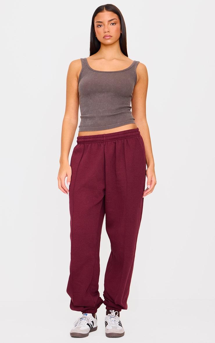 Burgundy Pintuck Detail Oversized Sweatpants Product Image