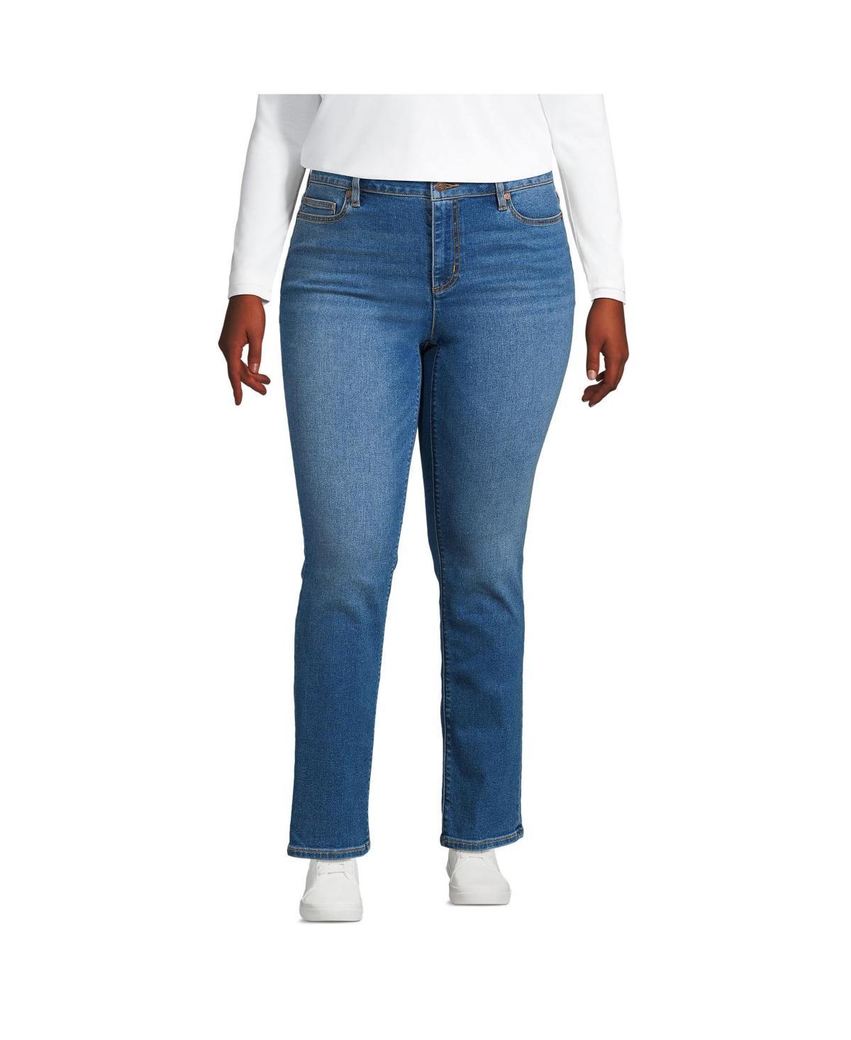 Plus Size Lands End Recover Straight-Leg Jeans, Womens Blue Tide Blue Product Image