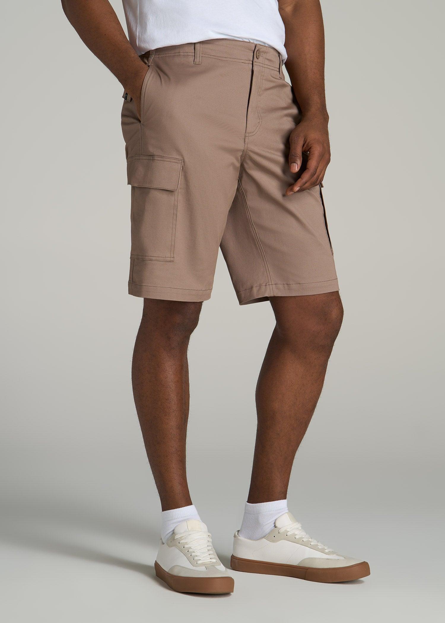 Stretch Twill Cargo Shorts for Tall Men in Dark Sand Male Product Image