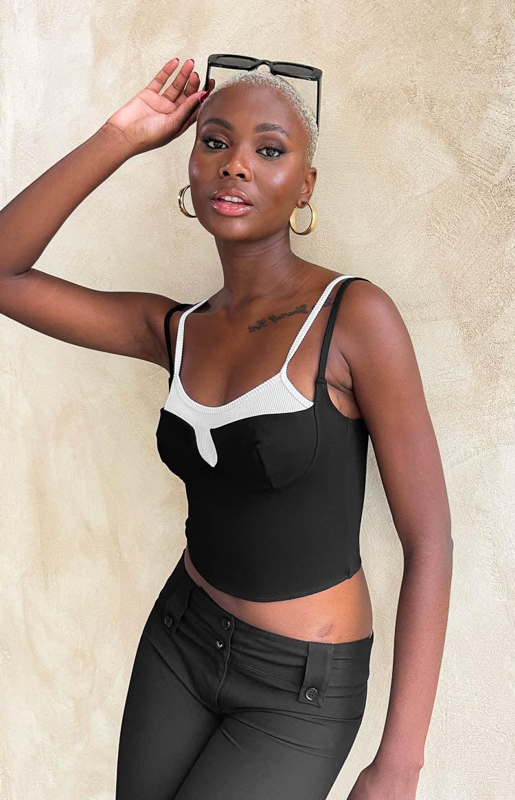 Junice Black Double Layered Crop Top Product Image