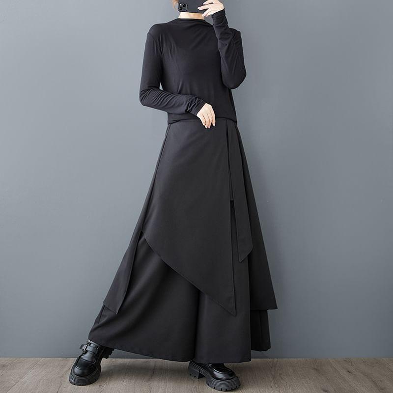 High Waist Plain Asymmetrical Culottes Product Image