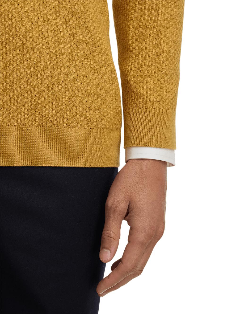 Silk Cotton Cashmere Quarter Zip Mock Neck Sweater - Gold Product Image