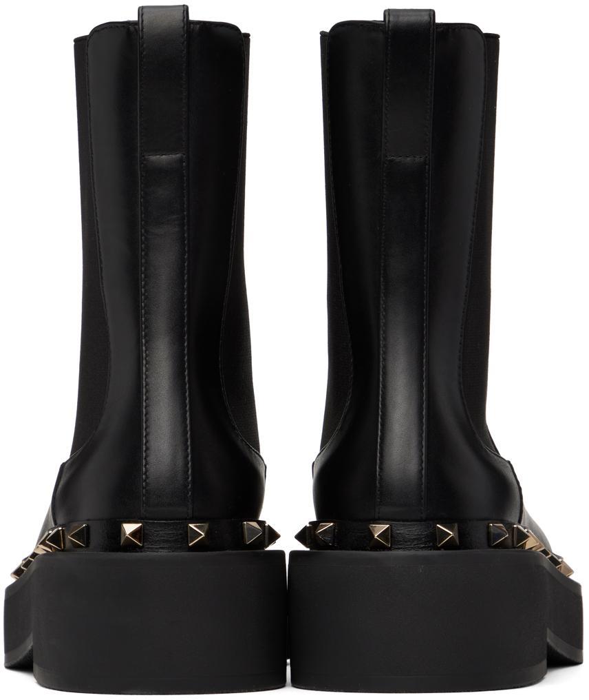 VALENTINO GARAVANI Black M-way Rockstud Chelsea Boots In 0n0 Nero Product Image