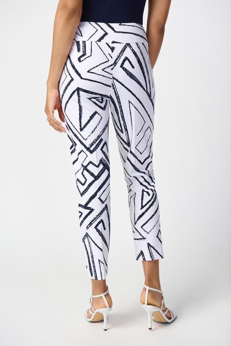 Geometric Print Silky Pull-On Pants- Vanilla/Midnight Product Image