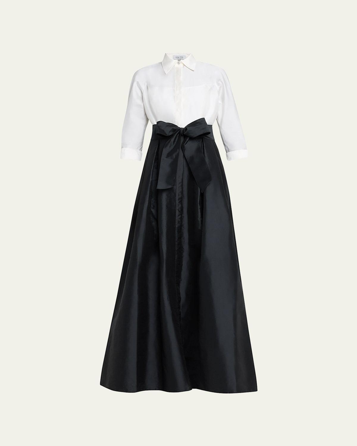 Womens Collared Taffeta Ball Gown Product Image