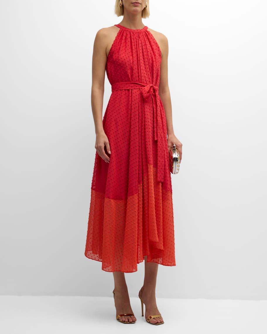 The Jeanne Colorblock Swiss Dot Maxi Dress product image