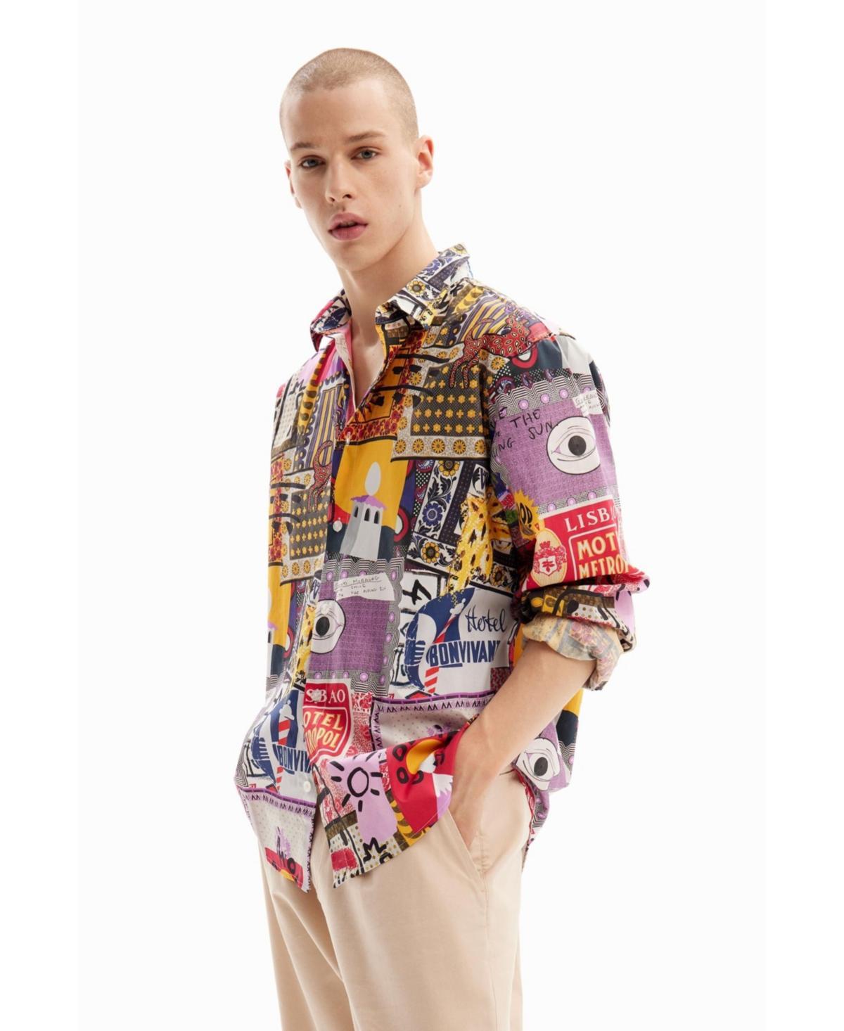 Desigual Mens Patchwork poplin shirt Product Image