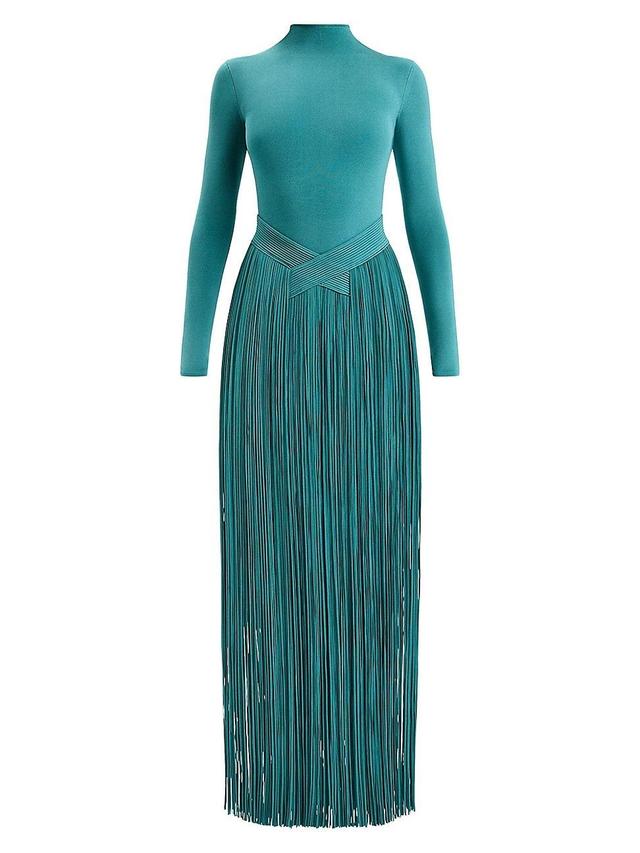 Womens Sloane Mock Turtle Neck Fringe Gown Product Image