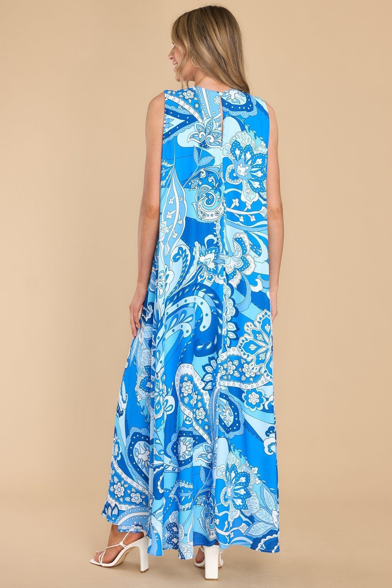 Aura Like Fine Art Blue Multi Print Maxi Dress Product Image