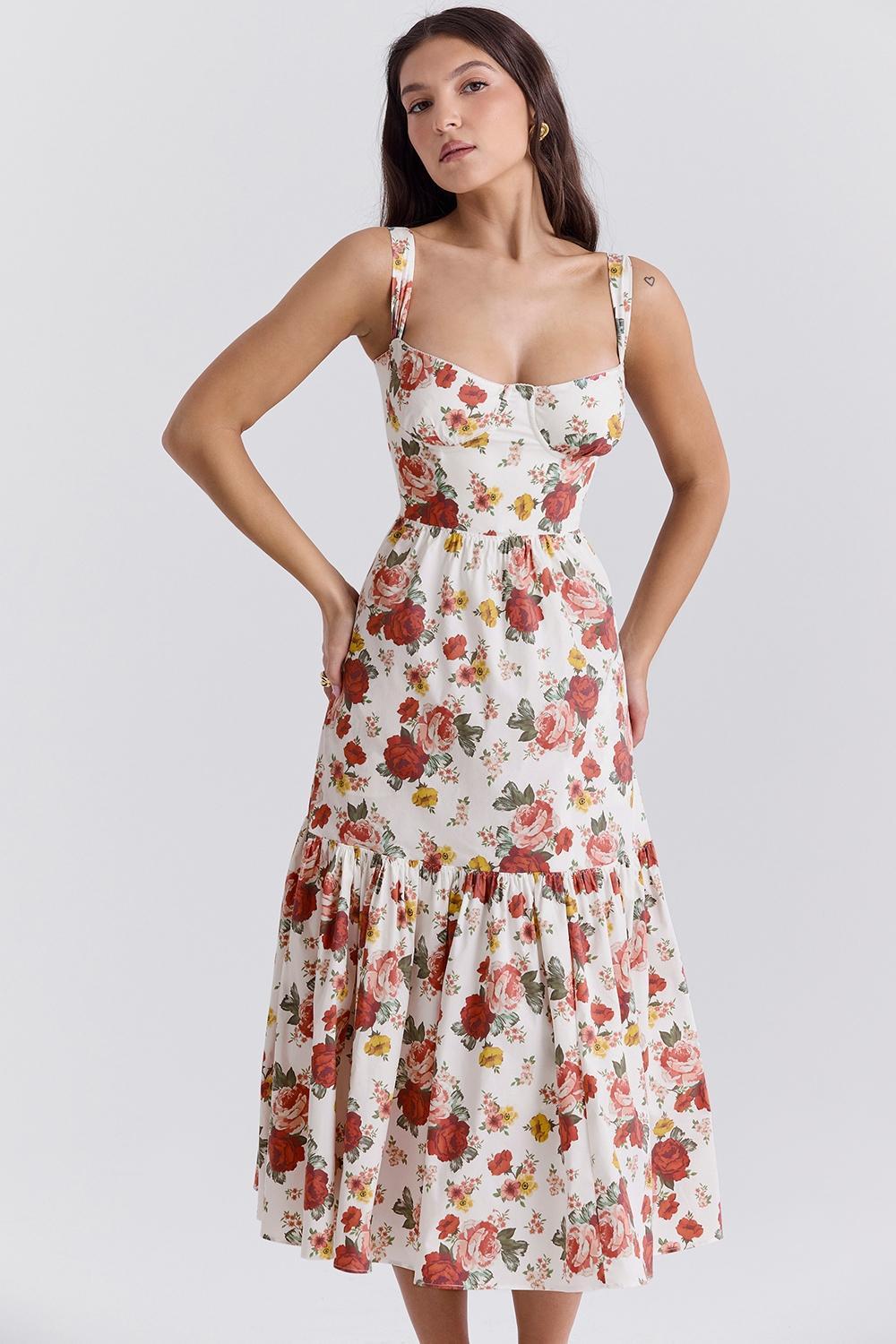 Elia Italian Rose Print Cotton Midi Sundress Product Image