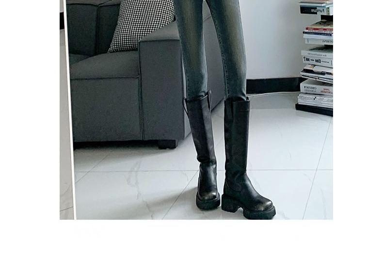 High Waist Fleece-Lined Skinny Jeans Product Image