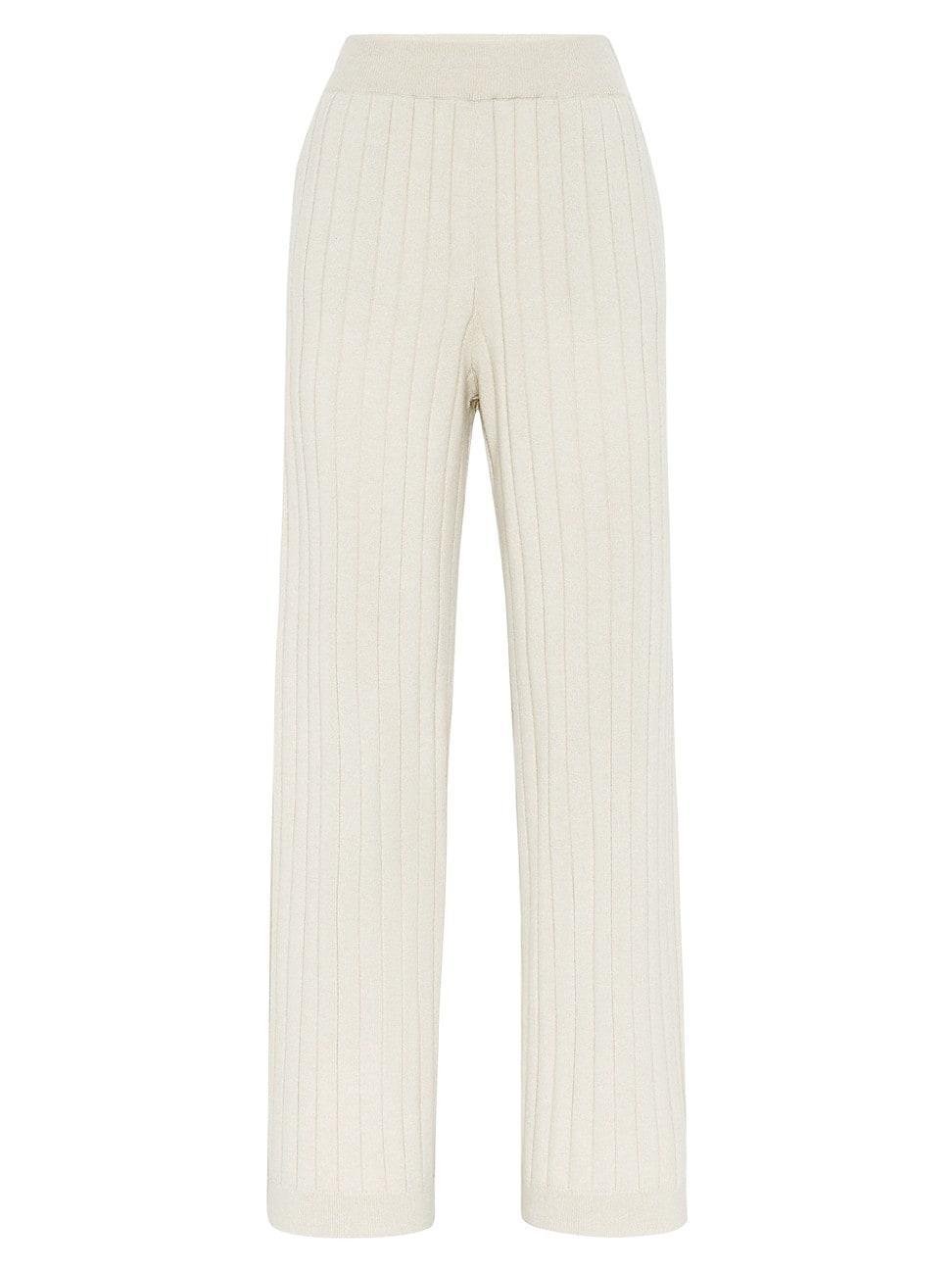 Womens Cashmere Flat Rib Knit Trousers Product Image