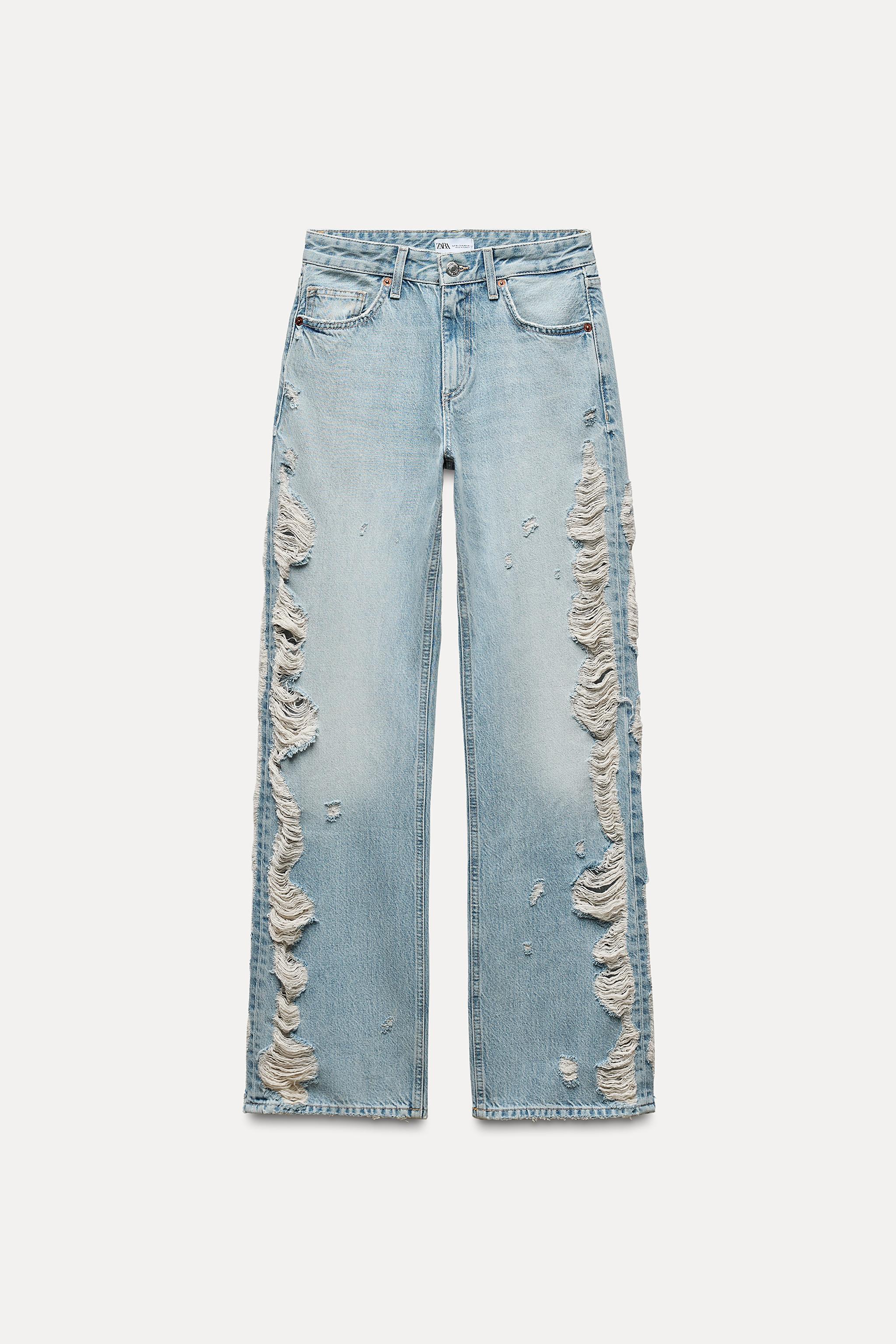 TRF MID-RISE WIDE LEG RIPPED JEANS Product Image