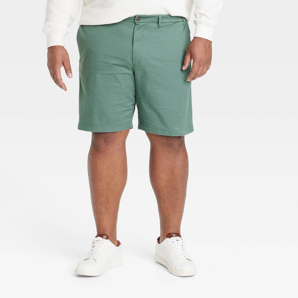 Mens Big & Tall 9 Slim Fit Flat Front Chino Shorts - Goodfellow & Co Teal 46 Product Image