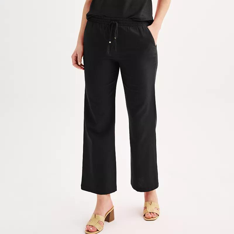 Womens Ellen Tracy High-Waist Wide Linen Pants Product Image