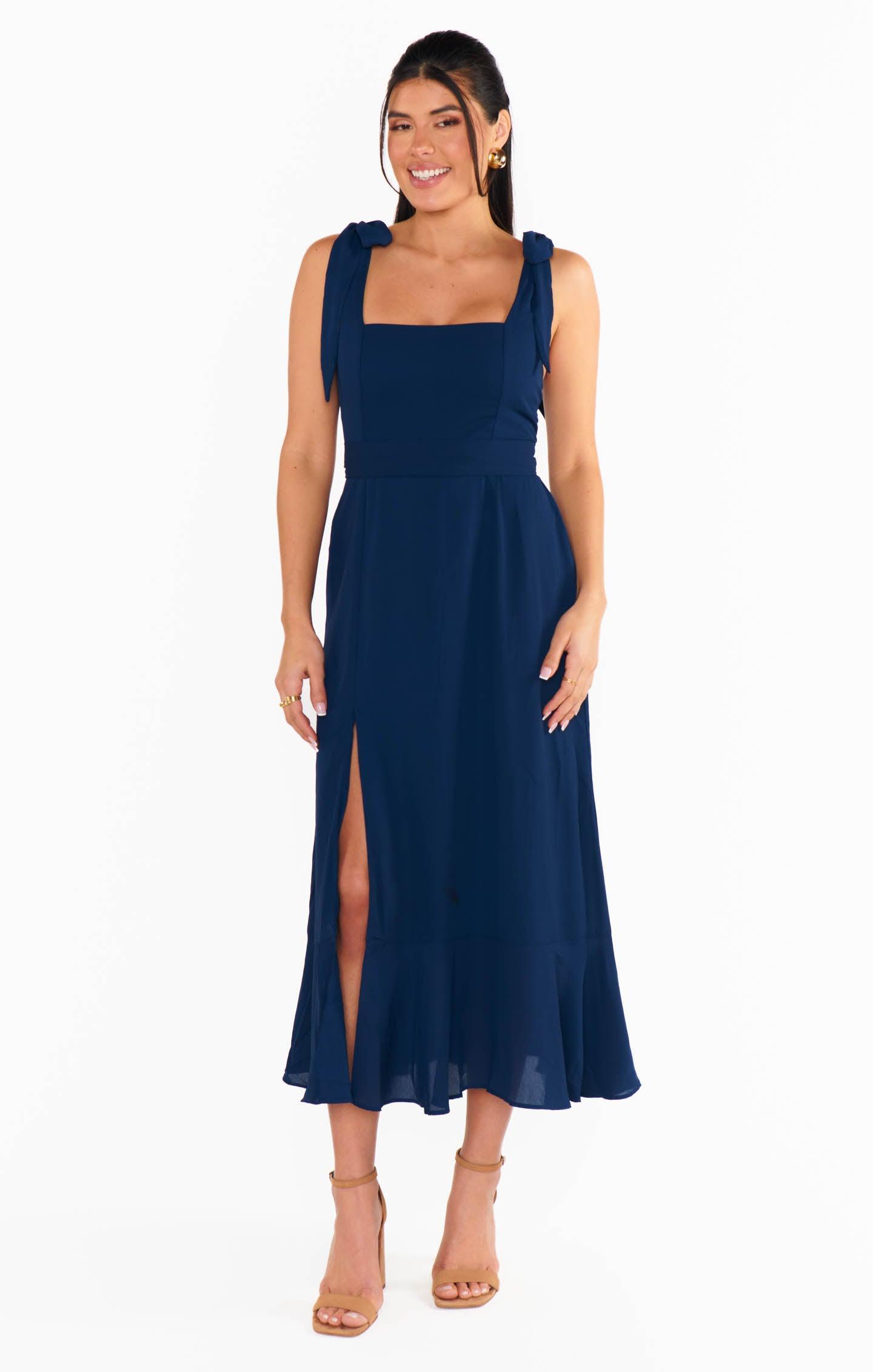 Claire Midi Dress ~ Rich Navy Crisp Product Image