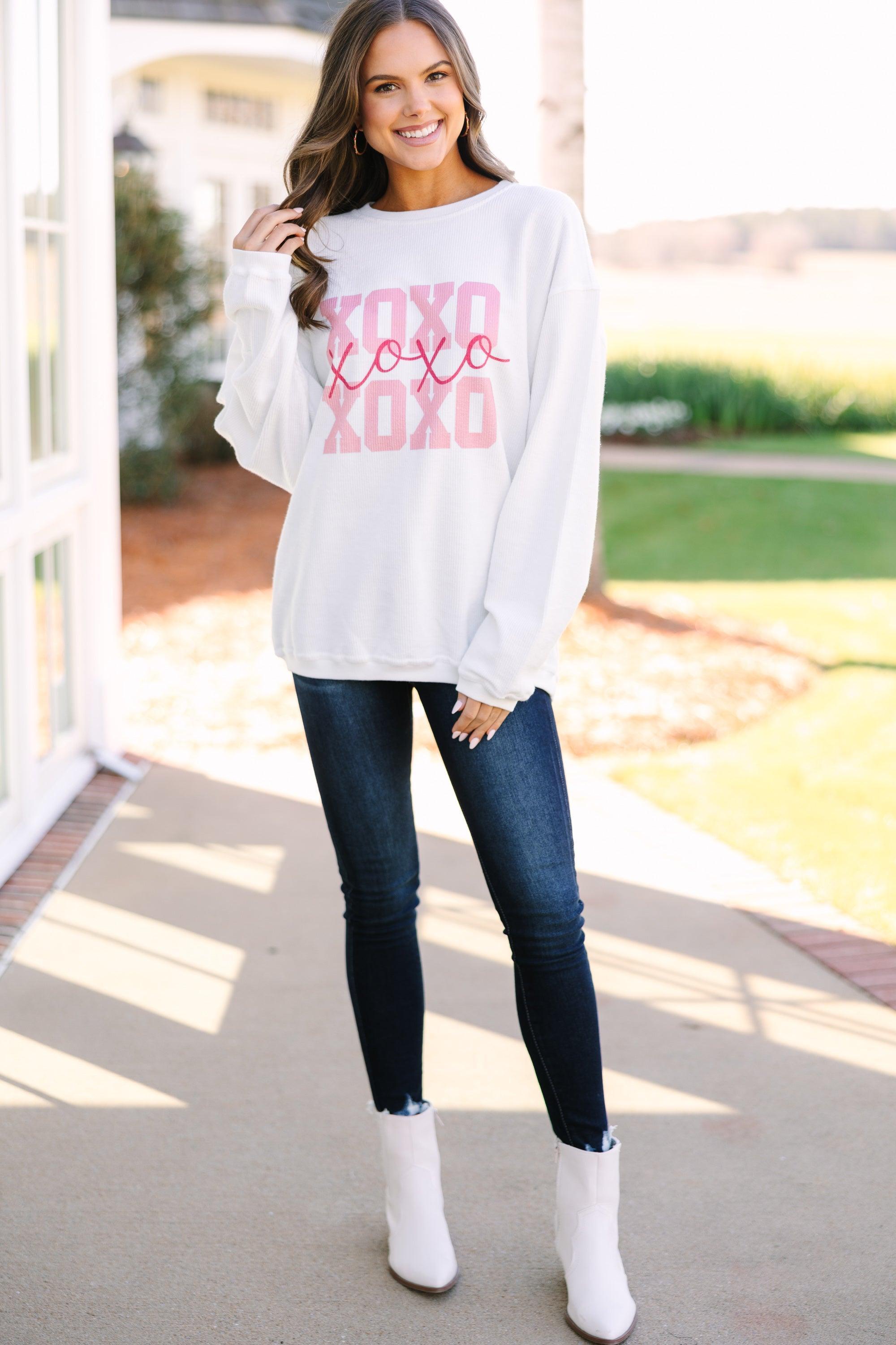 XOXO White Corded Graphic Sweatshirt Female Product Image